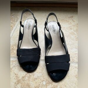 Ellen Tracy Sling Low Wedge Peep Toe